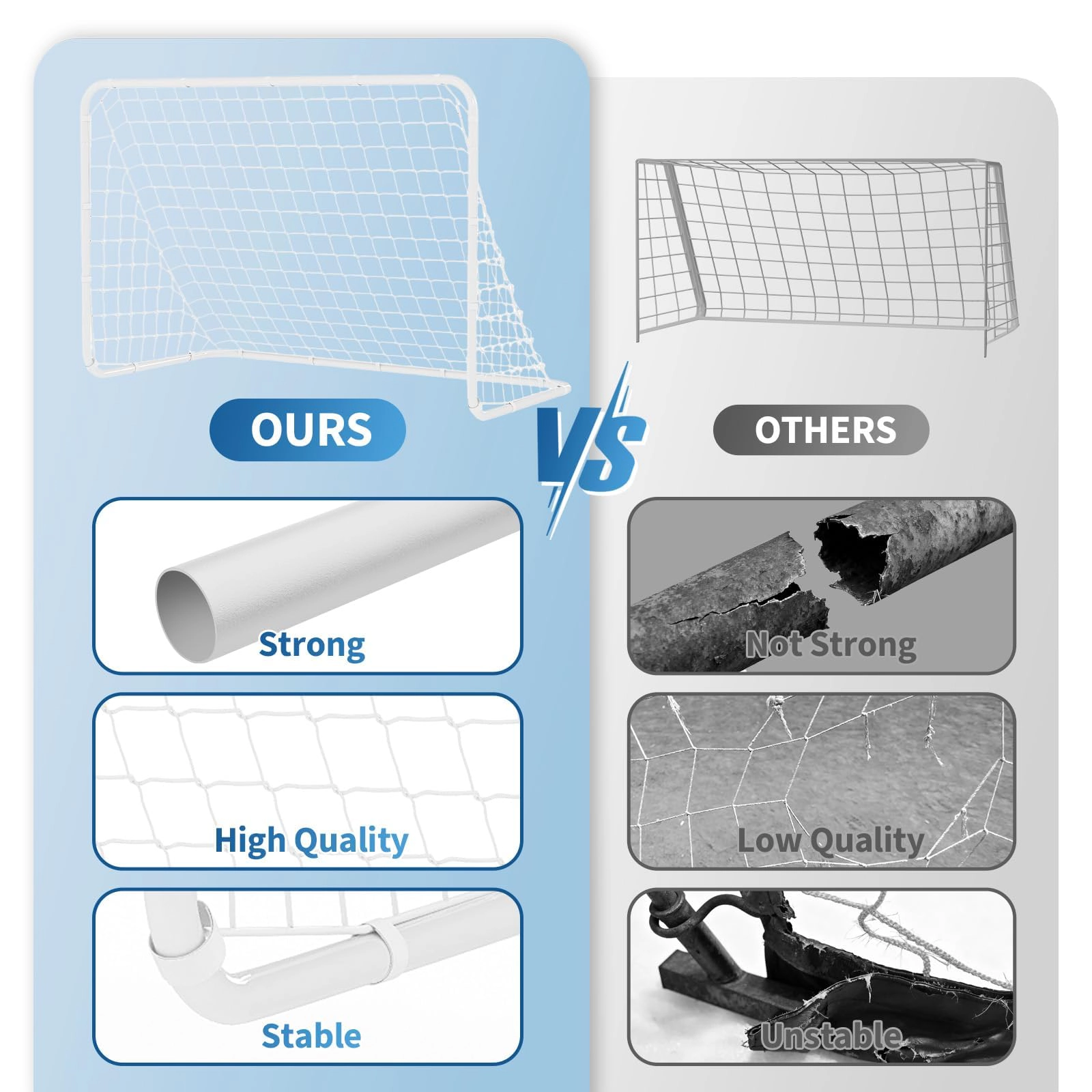 6x4 FT Kids Soccer Goal Set with Portable Training Net, Foldable Backyard Soccer Goal with Ball & Storage Bag