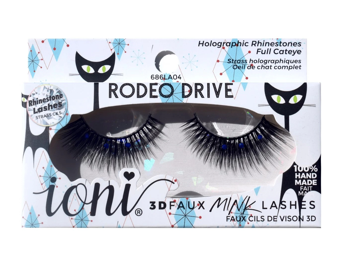 LA Splash Deco Lash RODEO DRIVE Holographic Rhinestonese Full Cateye - Pack of 6