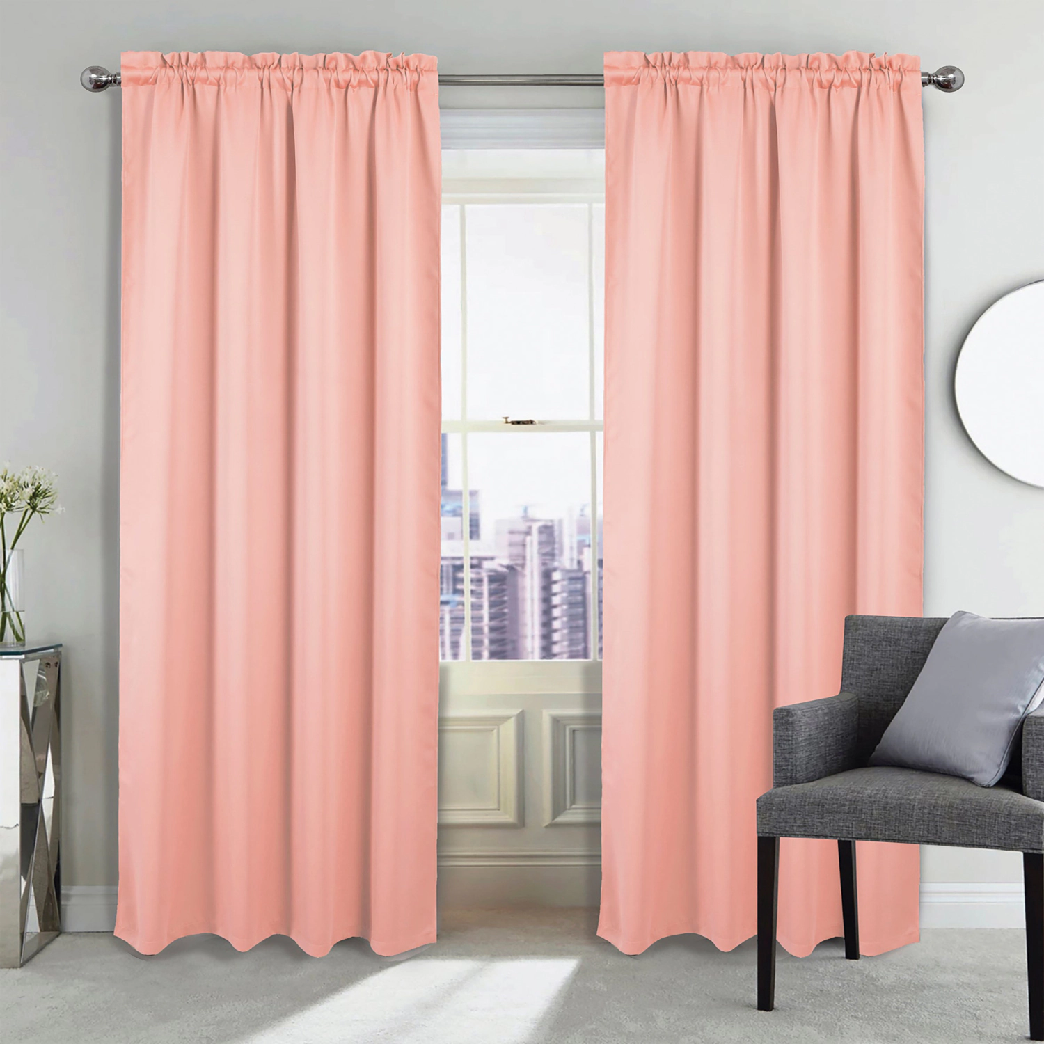 RT Designers Collection 100% Polyester Twilight Blackout Rod Pocket Curtain Panel 54" x 84" Blush