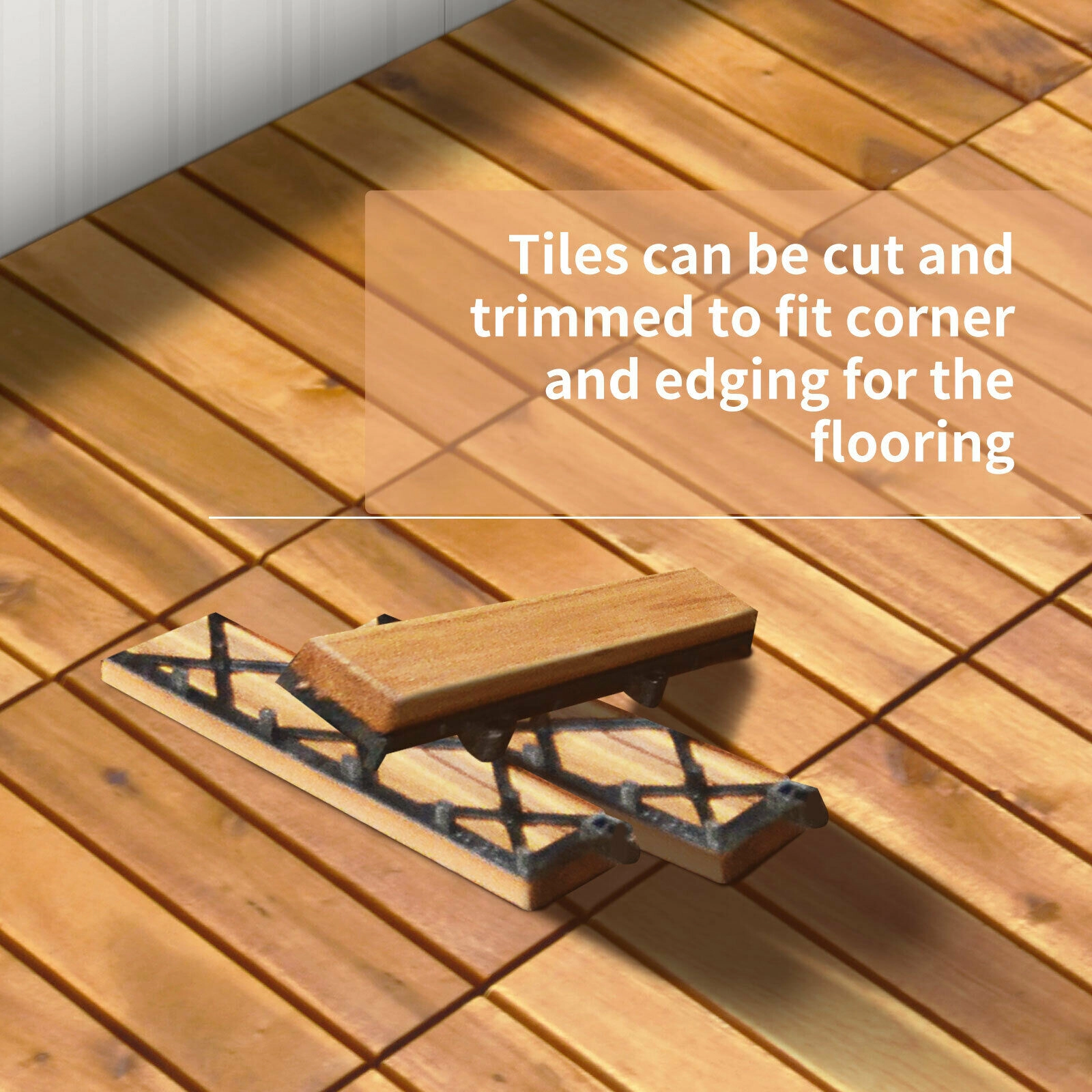 SUGIFT Natural 27-Piece Acacia Wood Interlocking Patio Deck Tiles with Plastic Base 12-in W 12-in D 1-in H