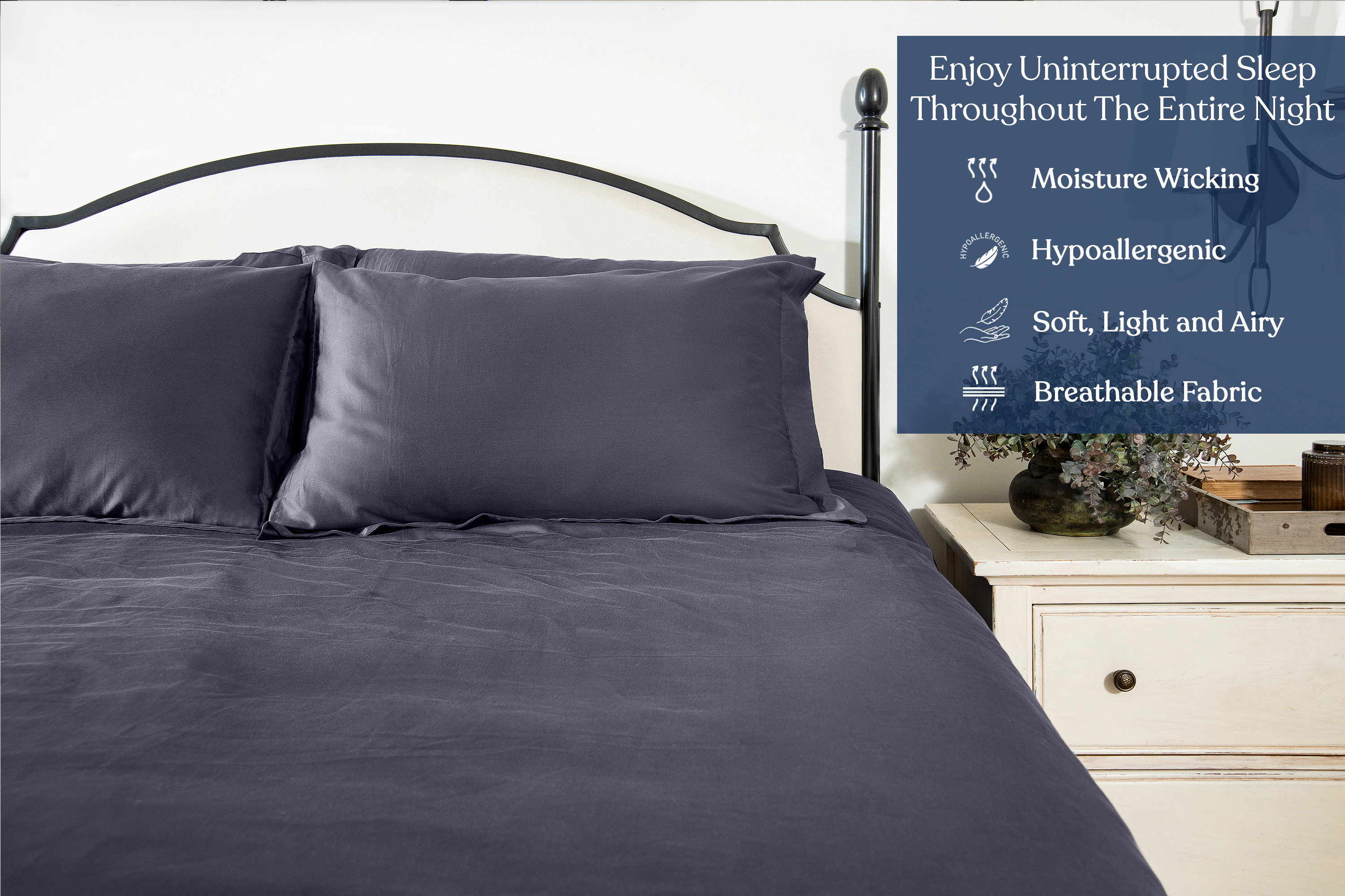 Delara GOTS Certified 100% Organic Cotton 400TC Ultra Soft Moisture-Wicking and Breathable Duvet Cover Set