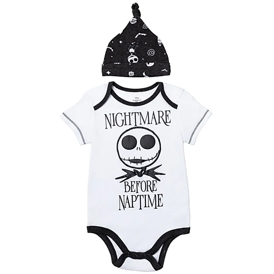 Disney Nightmare Before Christmas Baby Footed Pant and Bodysuit Set with Hat