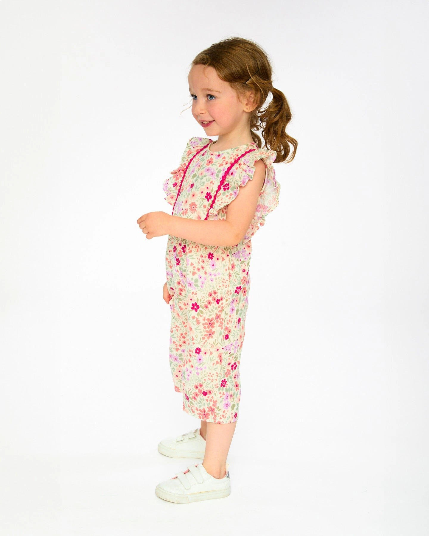 Deux par Girls Muslin Jumpsuit Printed Flowers