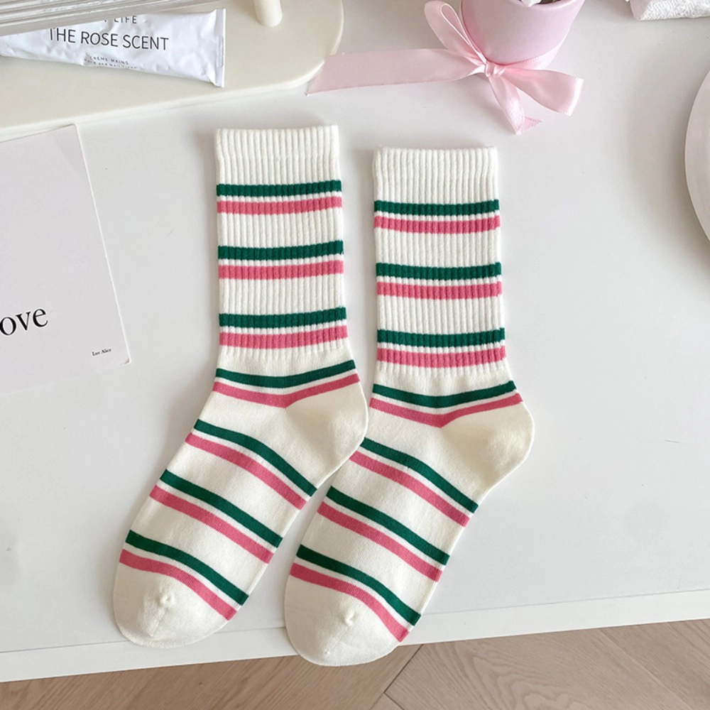 Women Exquisite Floral Print Mid Calf Socks Preppy College Style
