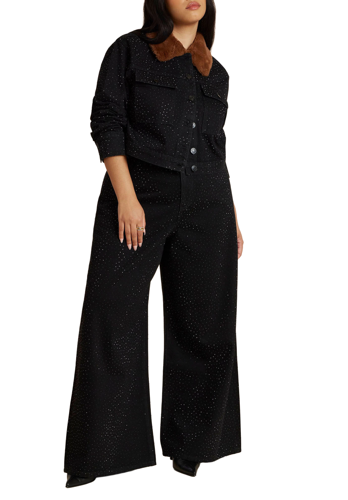 ELOQUII Women's Plus Embellished Rhinestone Jeans