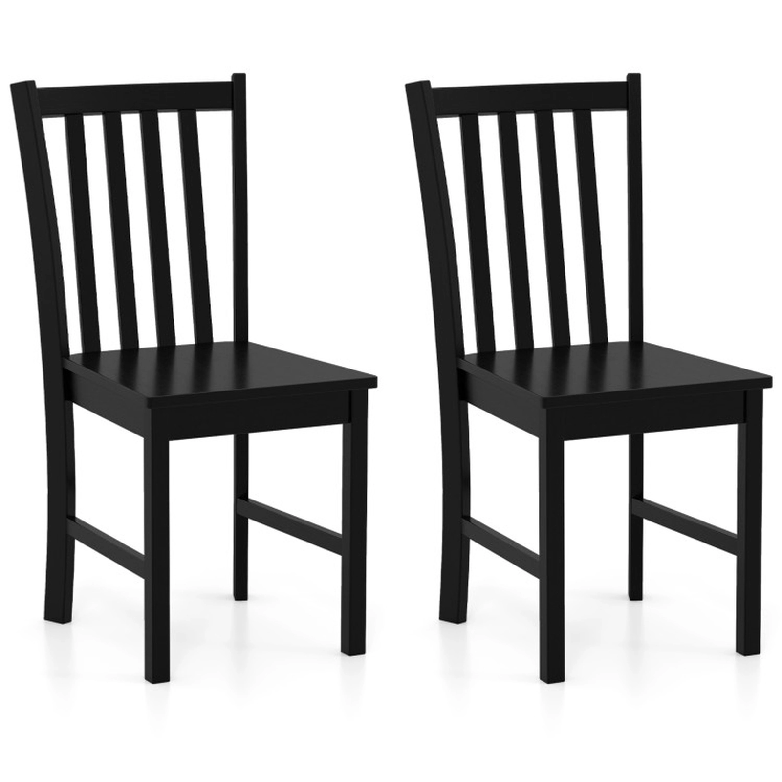 SUGIFT Set of 2 Black Rustic Kitchen Dining Chairs with Slat Tilt Backrest 16-in W 35-in H 330-lb Per Chair