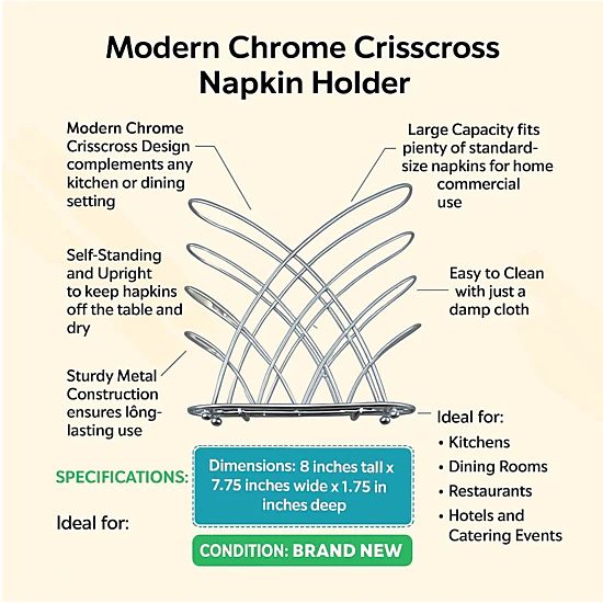 Home Collection Chrome Crisscross Metal Napkin Holder