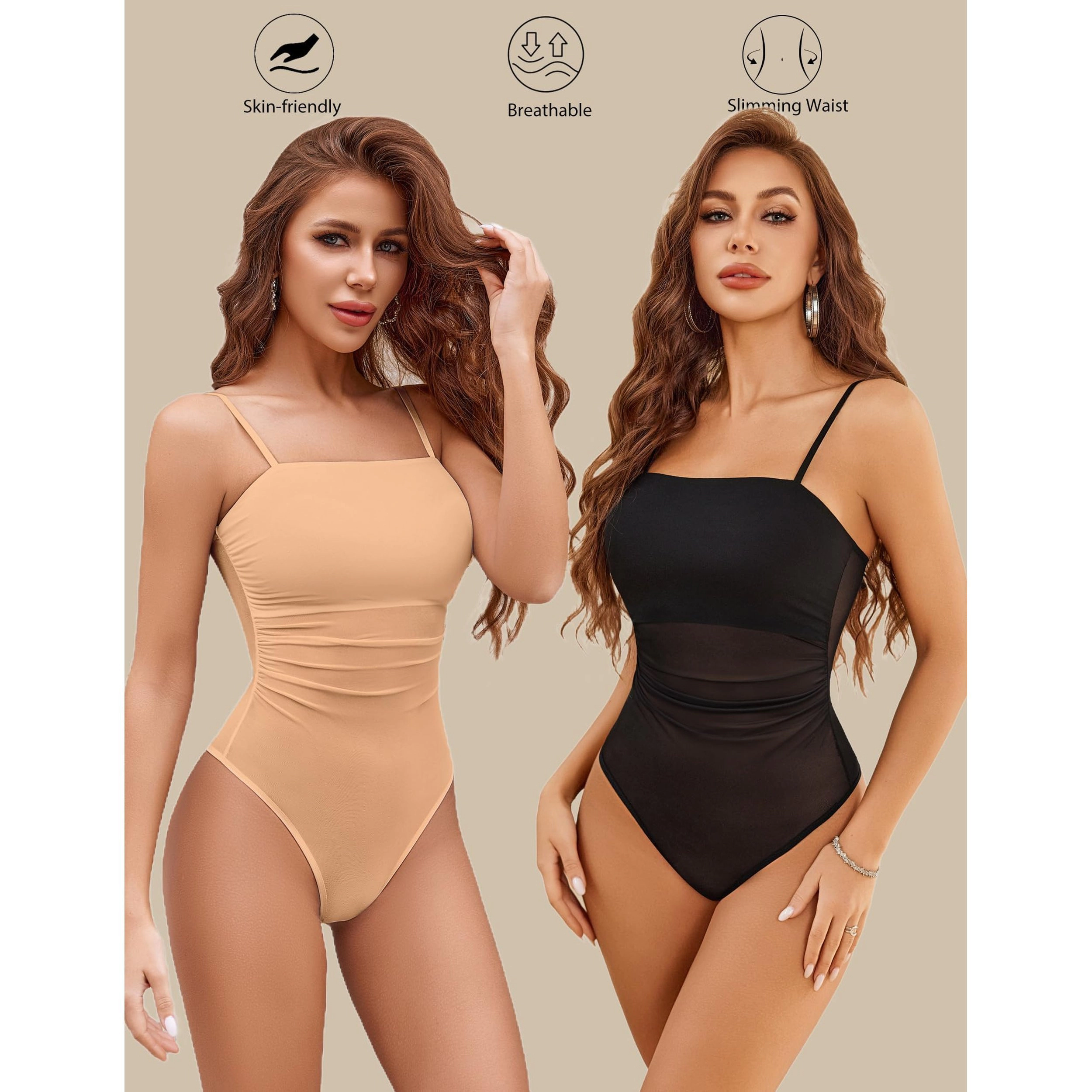 Avidlove Women's Mesh Square Neck Cami Bodysuit Leotard