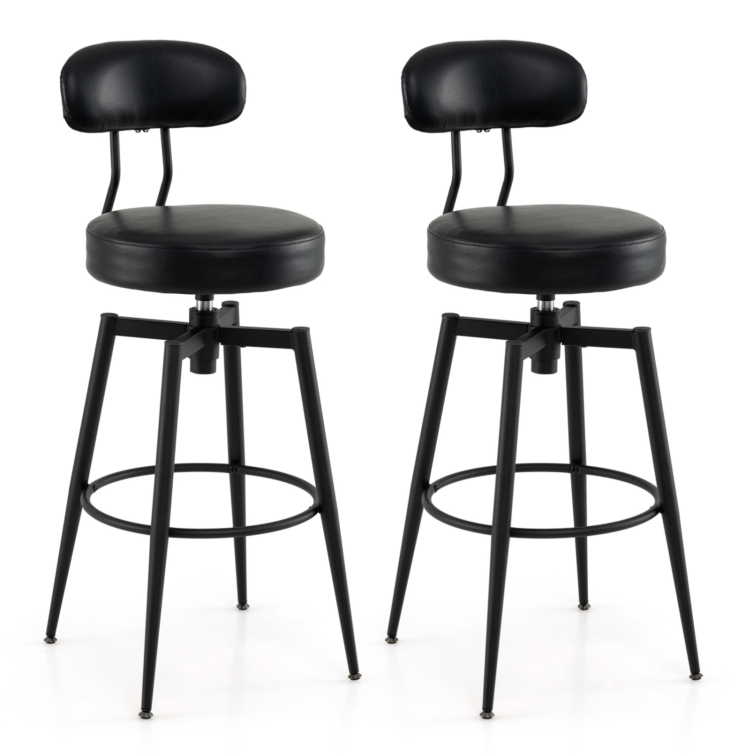 Glintex 2-Piece 30-Inch Swivel Bar Stool Set with Padded Back and Wide Seat