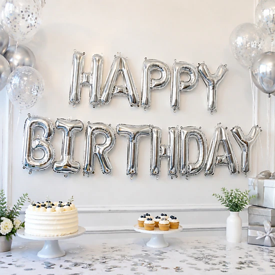 LoonBalloon 44-Inch Silver Foil 