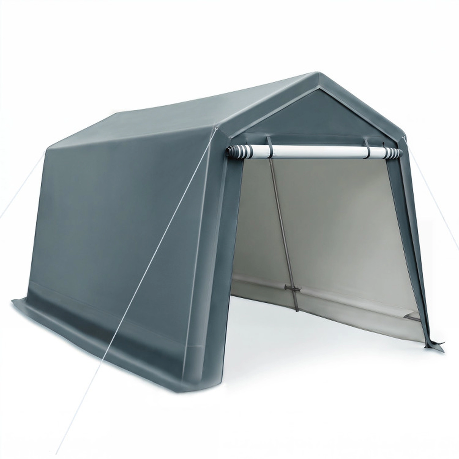 SUGIFT Roll-Up Zipper Door Waterproof PE Fabric Outdoor Storage Shed 8.3-ft x 14-ft x 7.5-ft 74.5-lb Net Weight Green