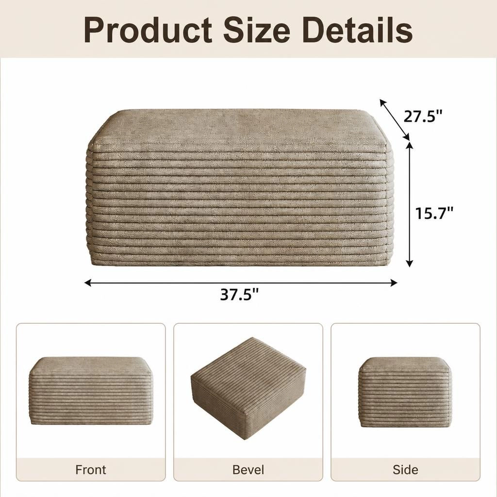 GOODSILO Comfortable Foam Filled Rectangular Low Profile Ottoman