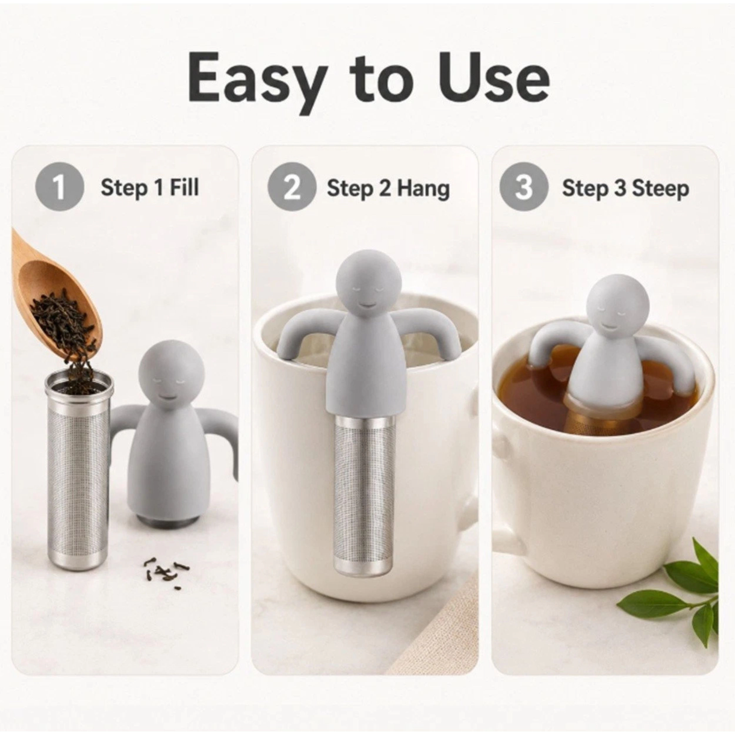 Home Collection Pack of 2 Stainless Steel Tea Infuser Mesh Strainer with Silicone Handle