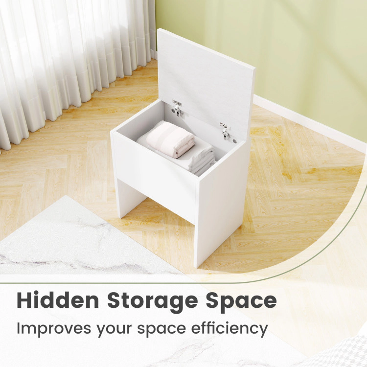 Hivvago Flip-Top Storage Vanity Stool with Cushioned Padded Seat