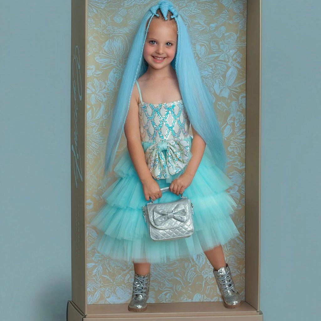 Faeella Girls Sparkling Sea Fairy Mermaid Sequin Flower Girl Dress