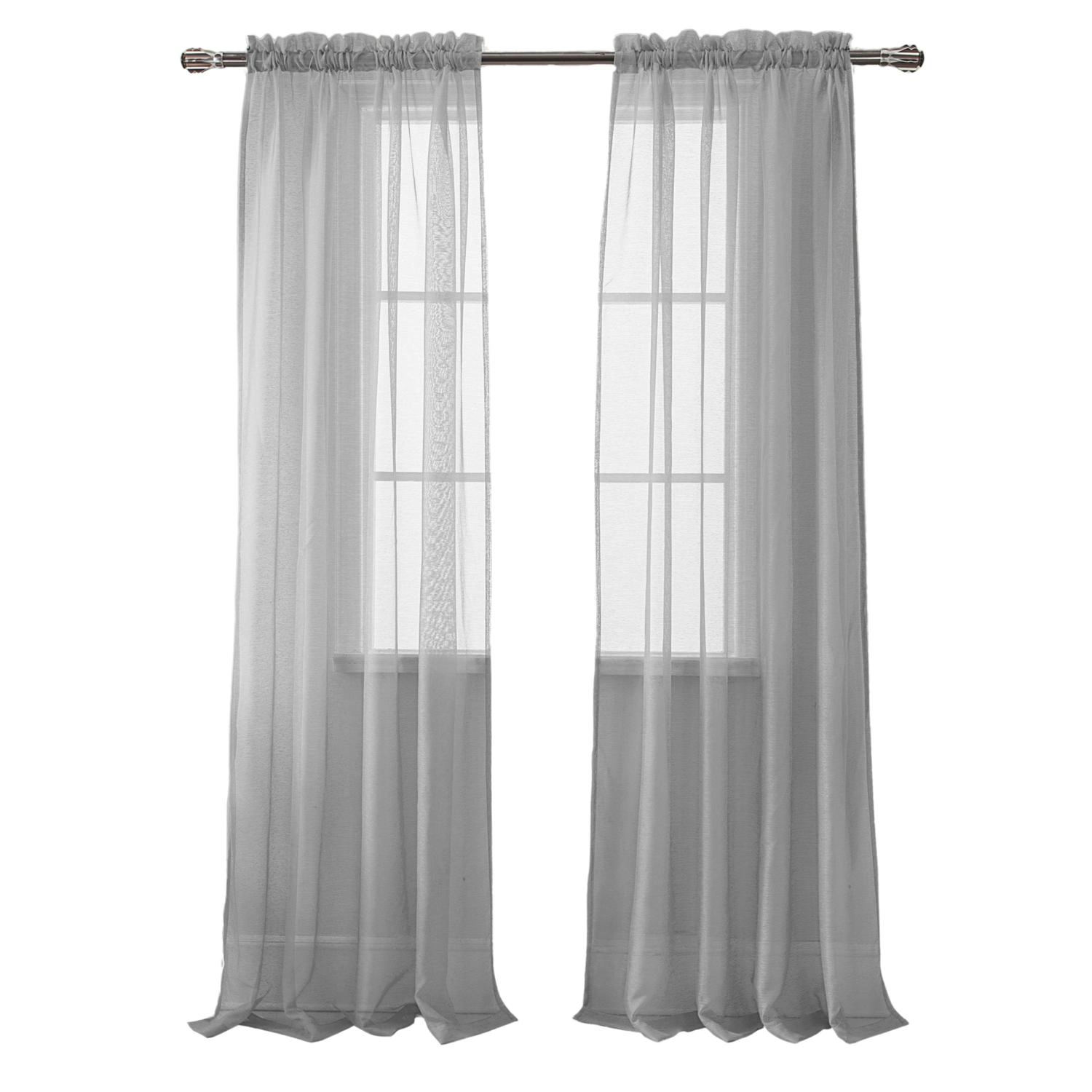 RT Designer Collection Celine Sheer Luxurious Modern Design Curtain Panel 54" x 84" Silver