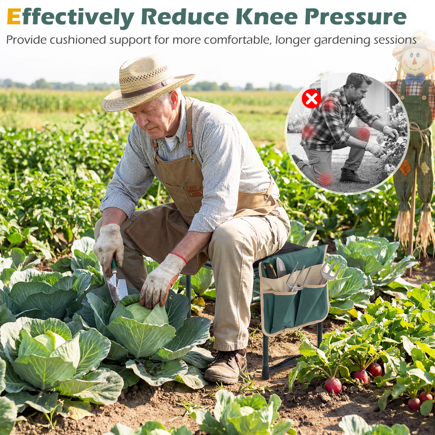 LJG Foldable Garden Kneeler and Seat for Seniors Gardeners