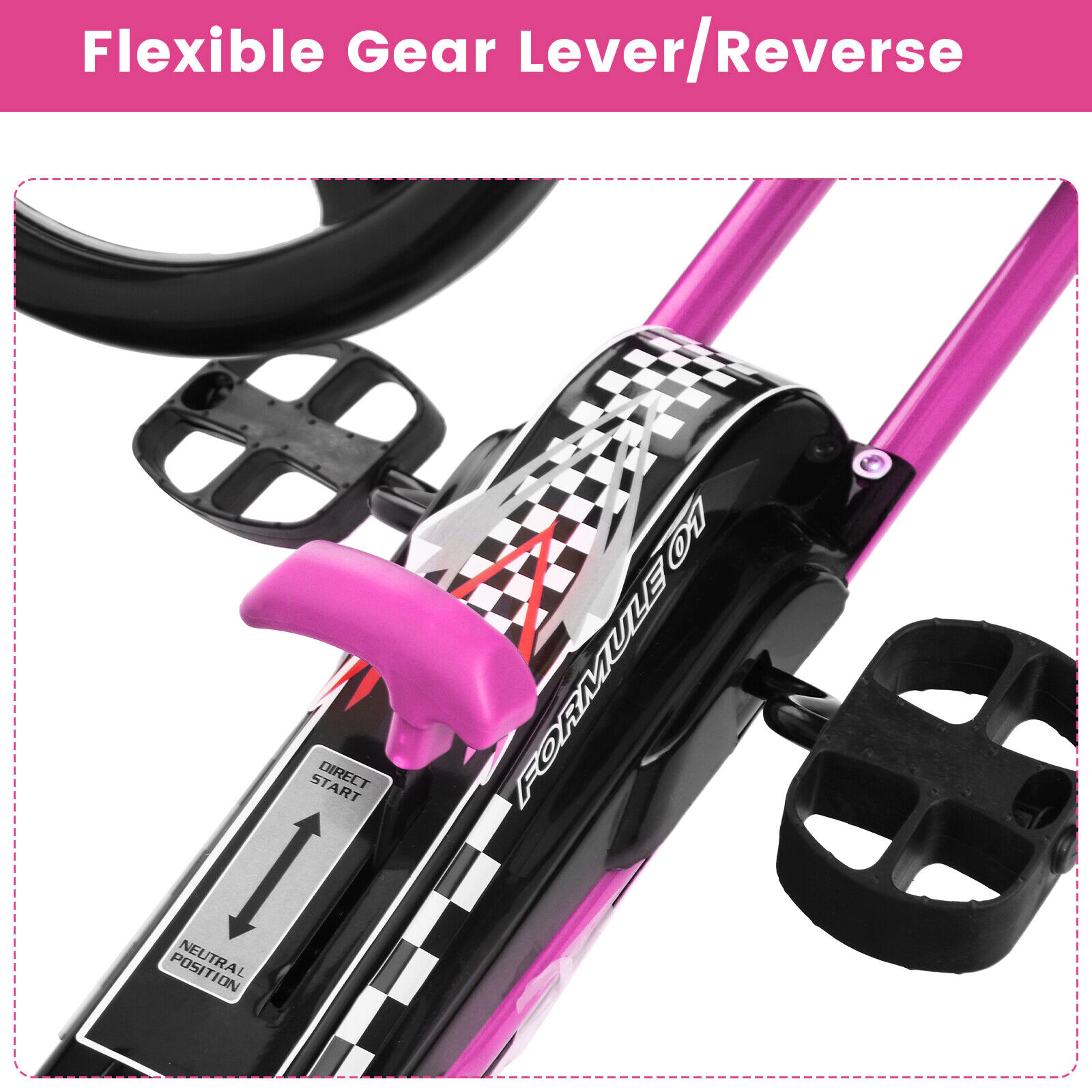 SUGIFT 4-Wheel Kids Ride On Pedal Powered Go Kart Racer Car 66-lb Capacity Ages 3+ Pink 39.8 x 24 x 24.5 in Frame