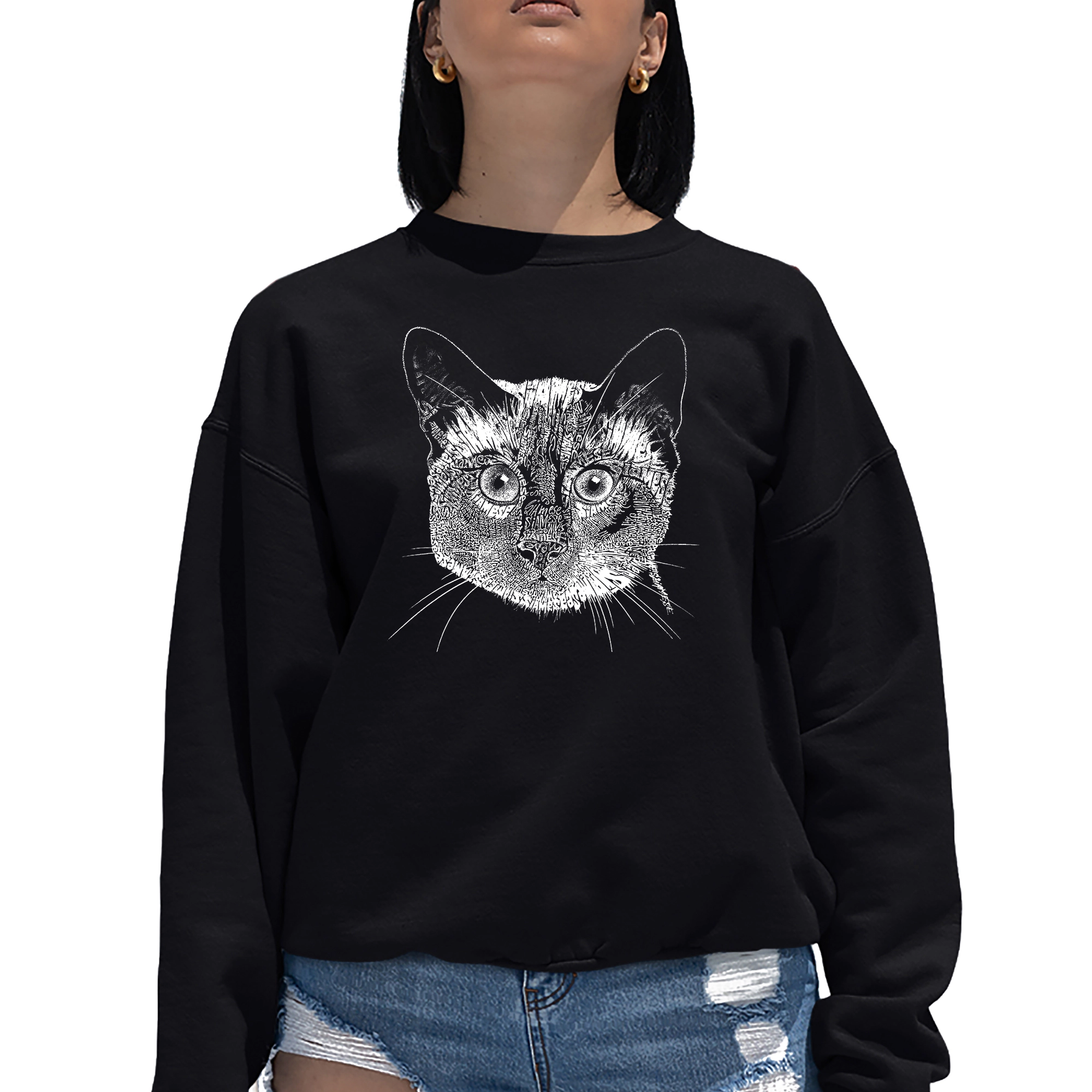 LA Pop Art Siamese Cat - Women's Word Crewneck Sweatshirt