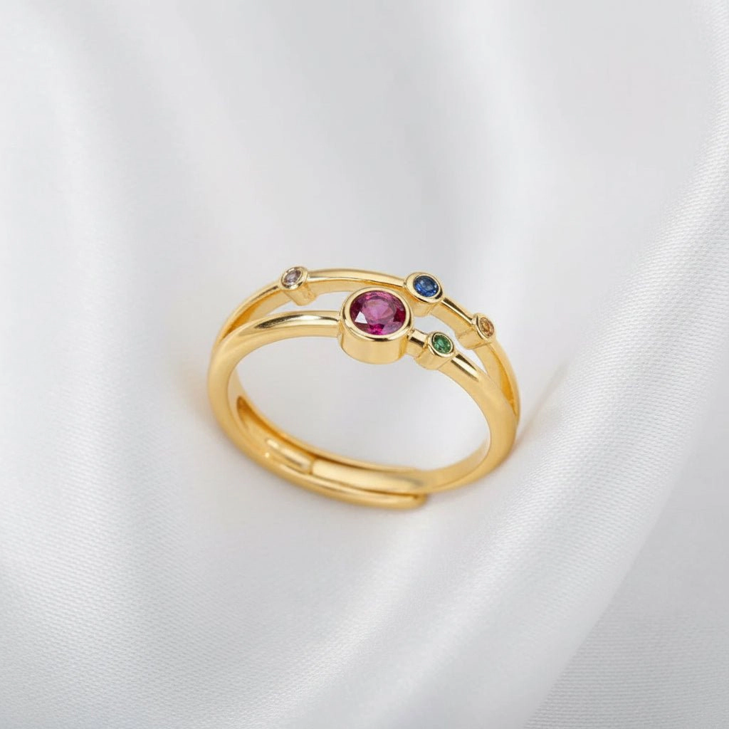 DressAtR Women's Zircon 18K Gold Plated Open Ring