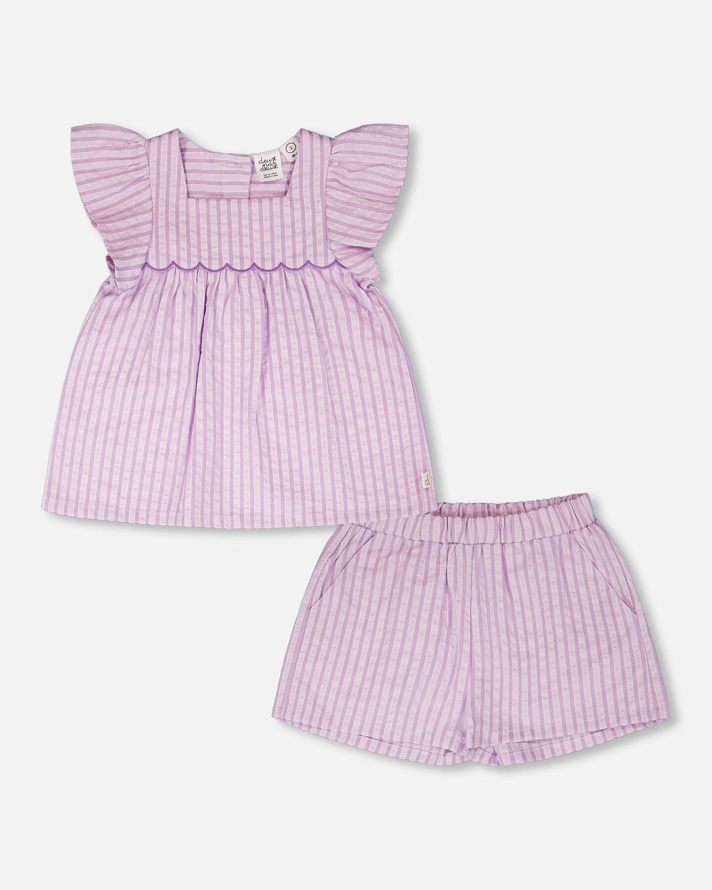 Deux par Girls Top and Short Set Stripes