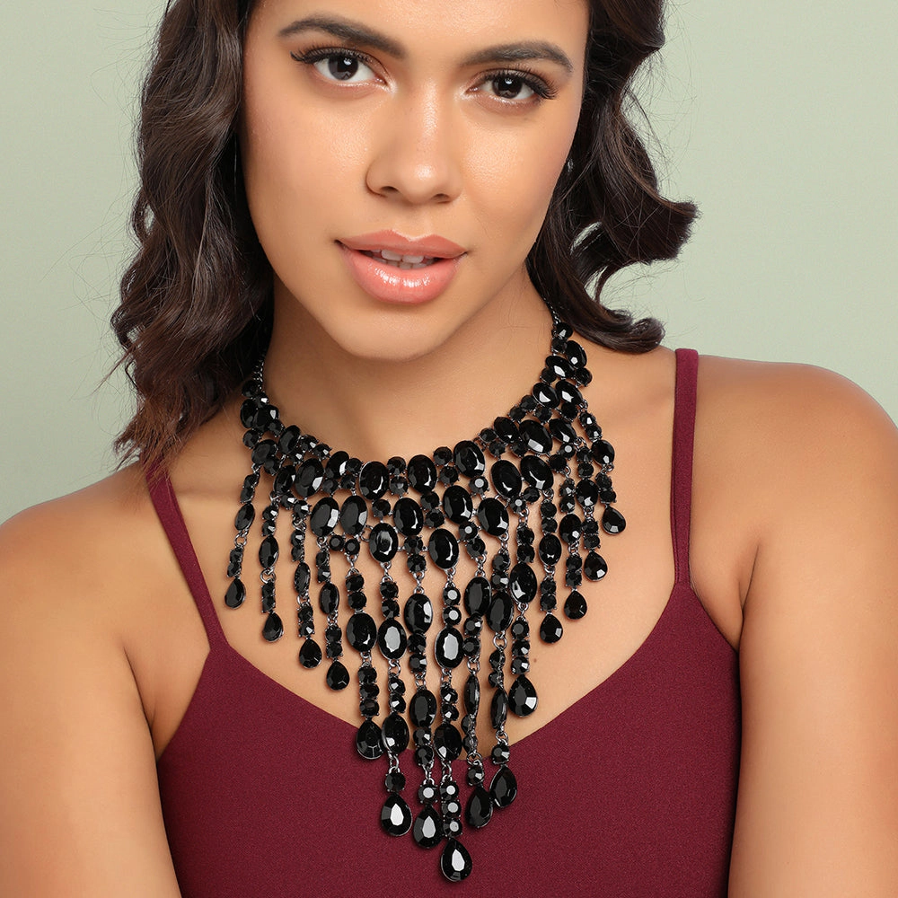 SOHI Women's Maxi Crystal-Drop Statement Necklace