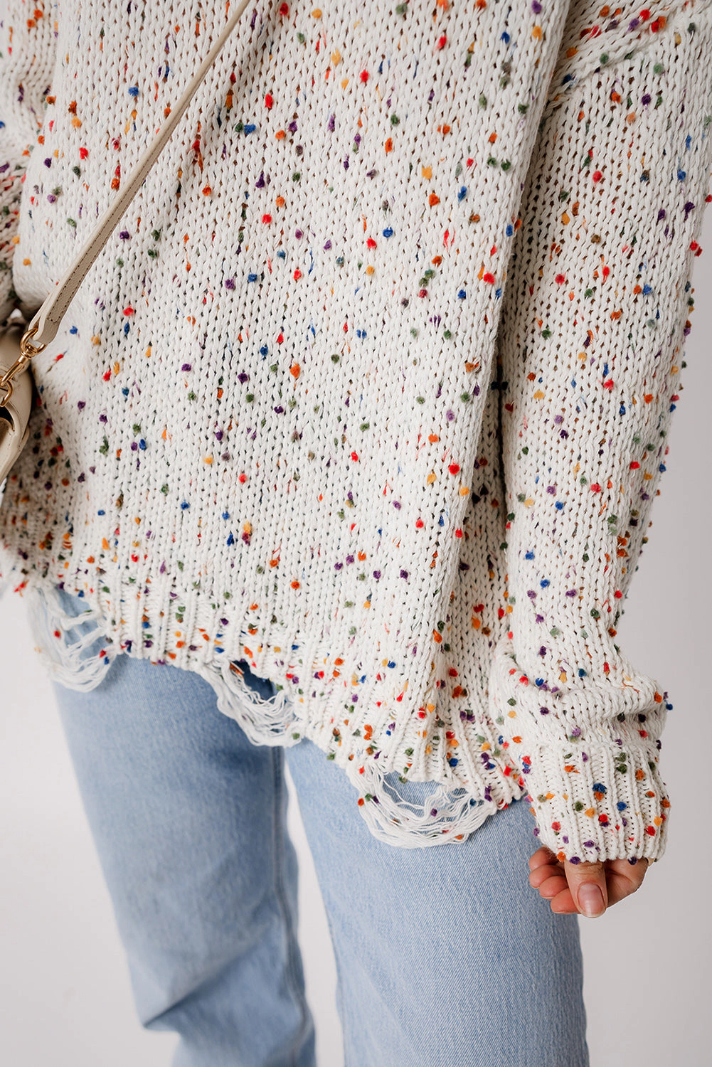 Threaded Pear Women's Isabel Confetti Distressed Knit Sweater