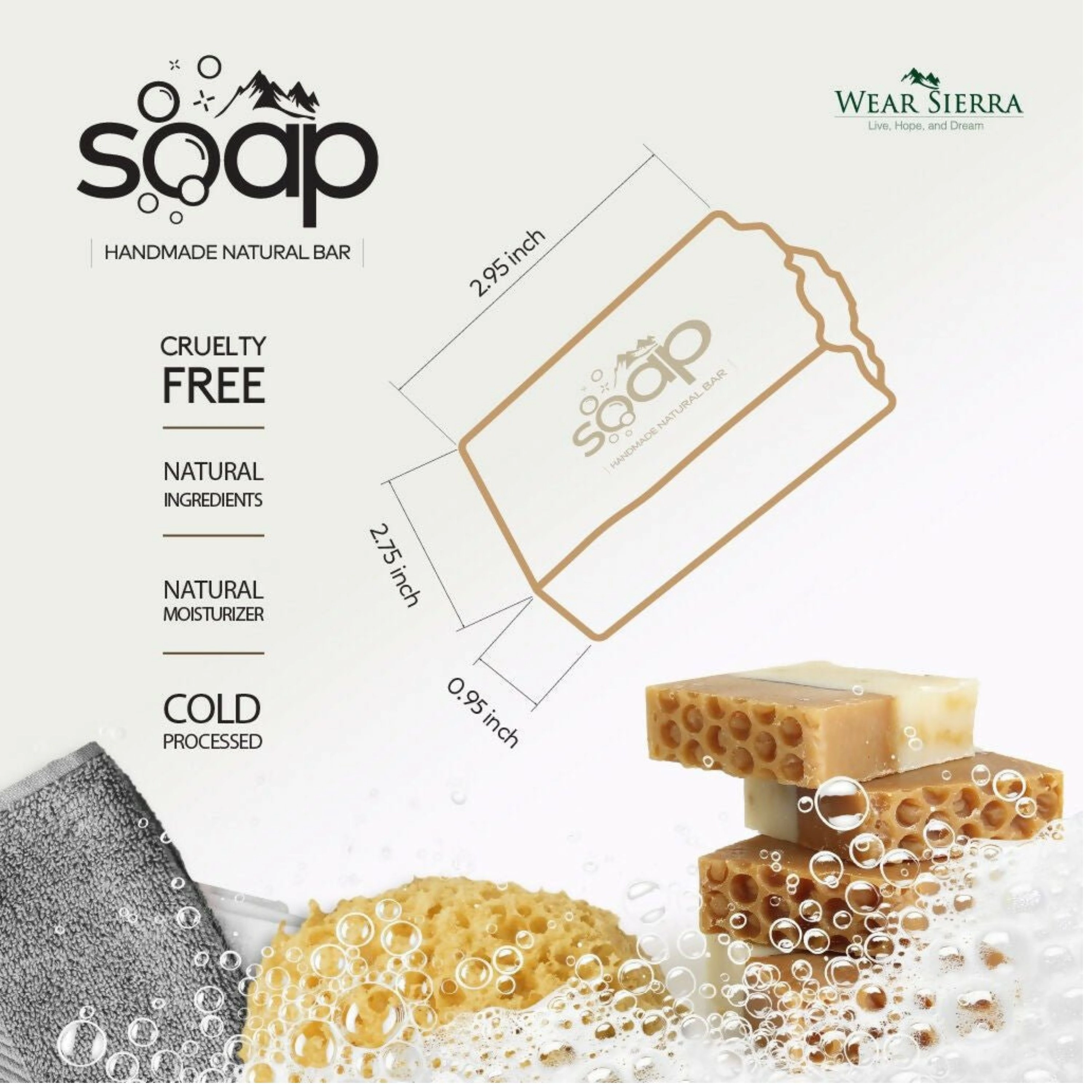 Wear Sierra Handmade Natural Moisturizing Oats and Honey Bar Soap Pack Of 3