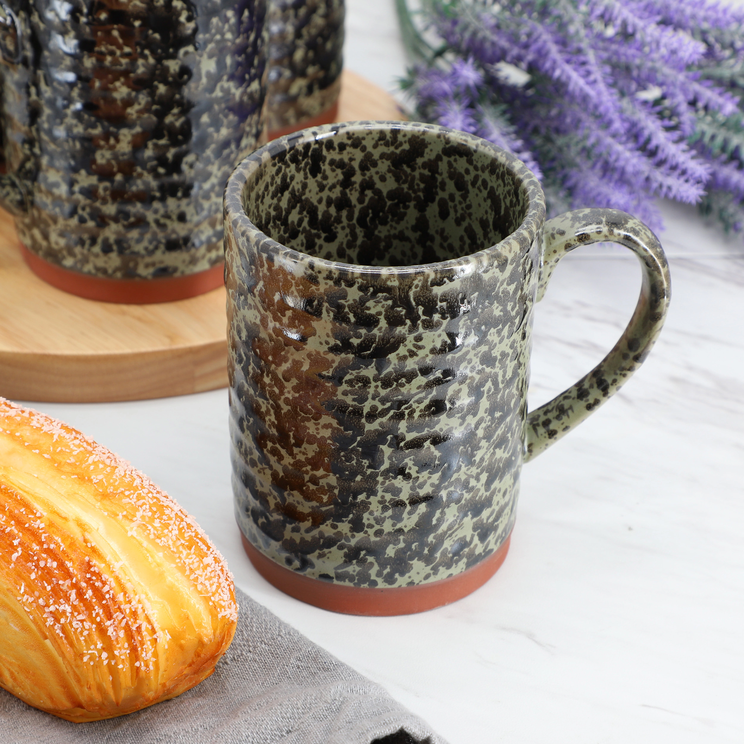Gibson Home Terra Bella 4 Piece 18.5 Ounce Terracota Mug Set in Peacock Green