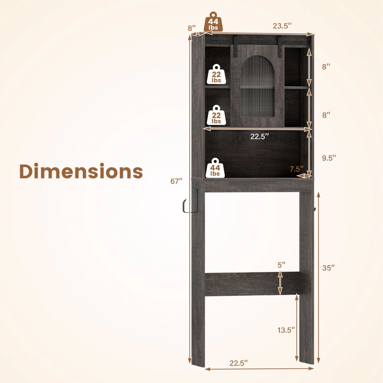 SlickBlue Bathroom Storage Cabinet with Sliding Barn Door and Hooks