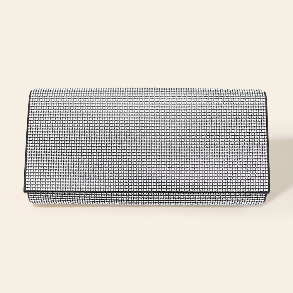 FASHNZFAB Bling Solid Evening Clutch Crossbody Bag