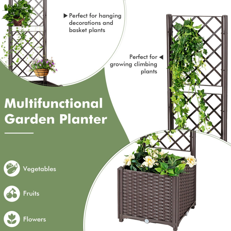 Hivvago Raised Garden Bed with Trellis Planter Box for Climbing Plants