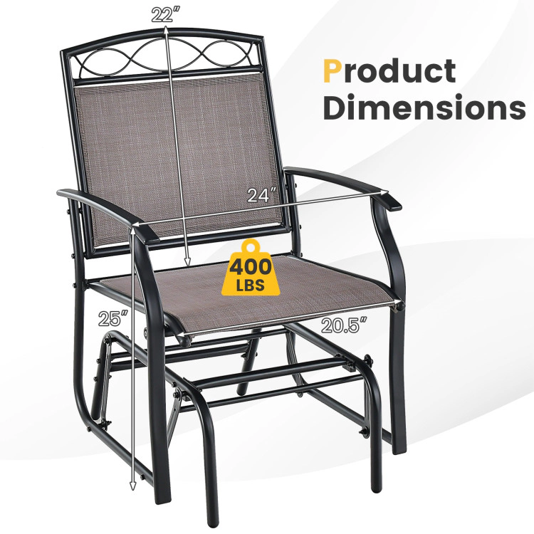 Hivvago Set Of 2 Outdoor Metal Glider Armchairs With Weather-Resistant Fabric
