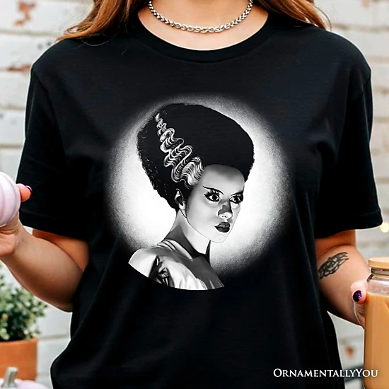 OrnamentallyYou Unisex Frankenstein's Bride Spooky Portrait Halloween T-Shirt