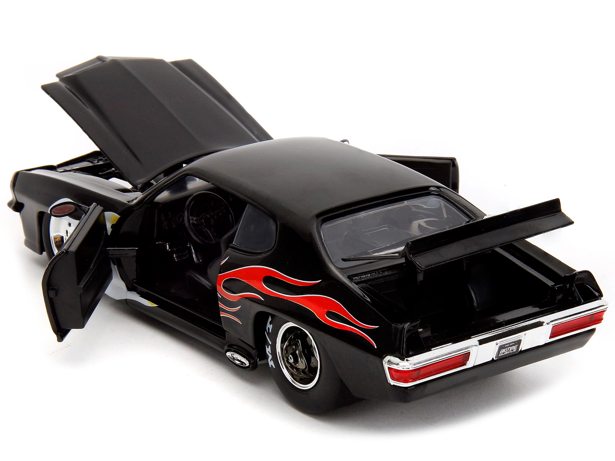 Jada 1971 Pontiac GTO Black with Flame Graphics "Bigtime Muscle" Series 1/24 Diecast Model Car by Jada