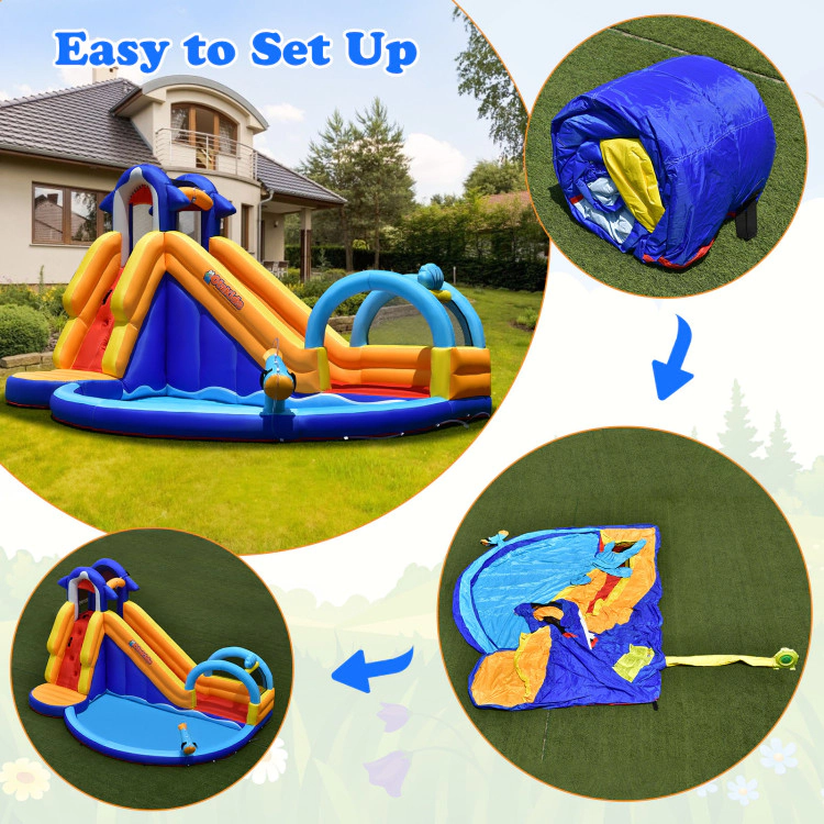 Hivvago Inflatable Bouncy House with Slide and Splash Pool without Blower