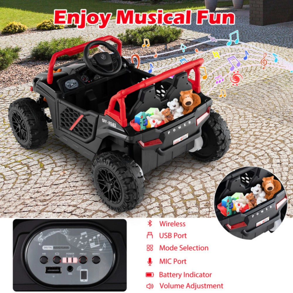 SUGIFT Kids Black 12V Ride On Off-Road UTV Truck with Remote and LED Lights 40-in W 23-in H 55-lb Rider Capacity