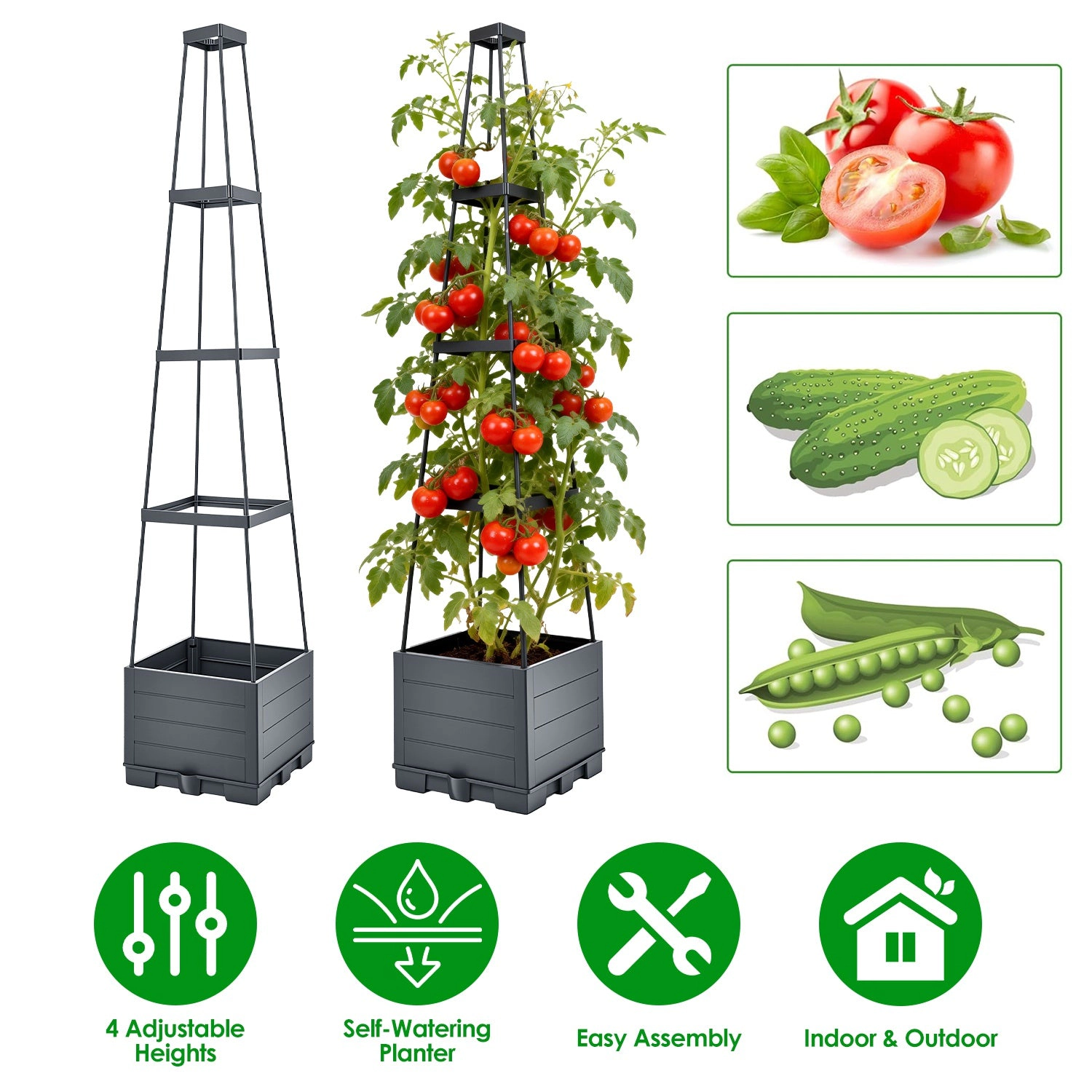 GBruno Self-Watering Raised Garden Bed With Trellis