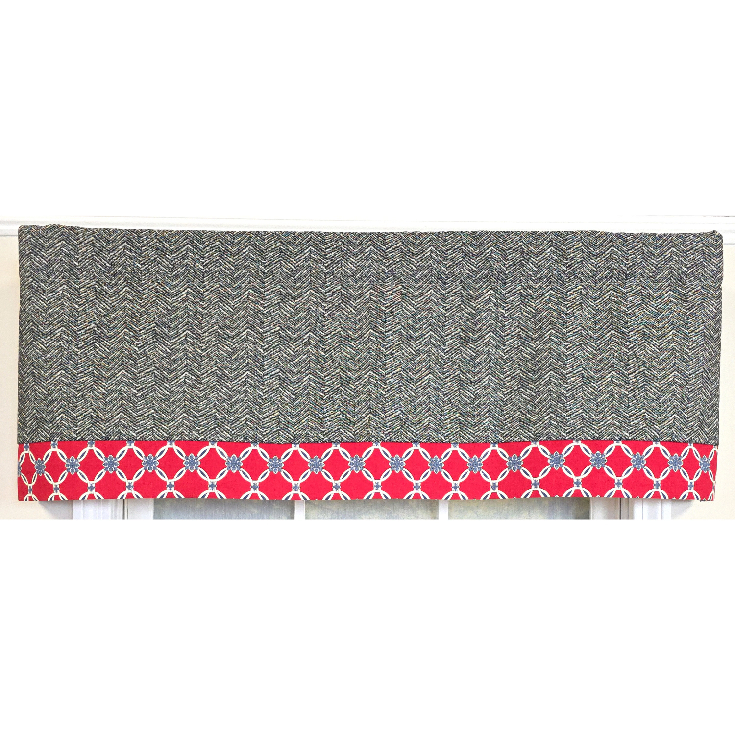 RLF Home 100% Cotton Brazil Banded  Fully lined Windows Rod Pocket Valance 50" x 16"  Red