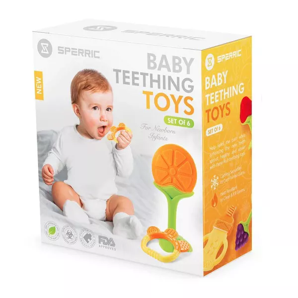 Sperric Teethers for Babies 0-6 Months - Newborn Infant Baby Chew Teething Toys Freezer Safe Silicone Teether