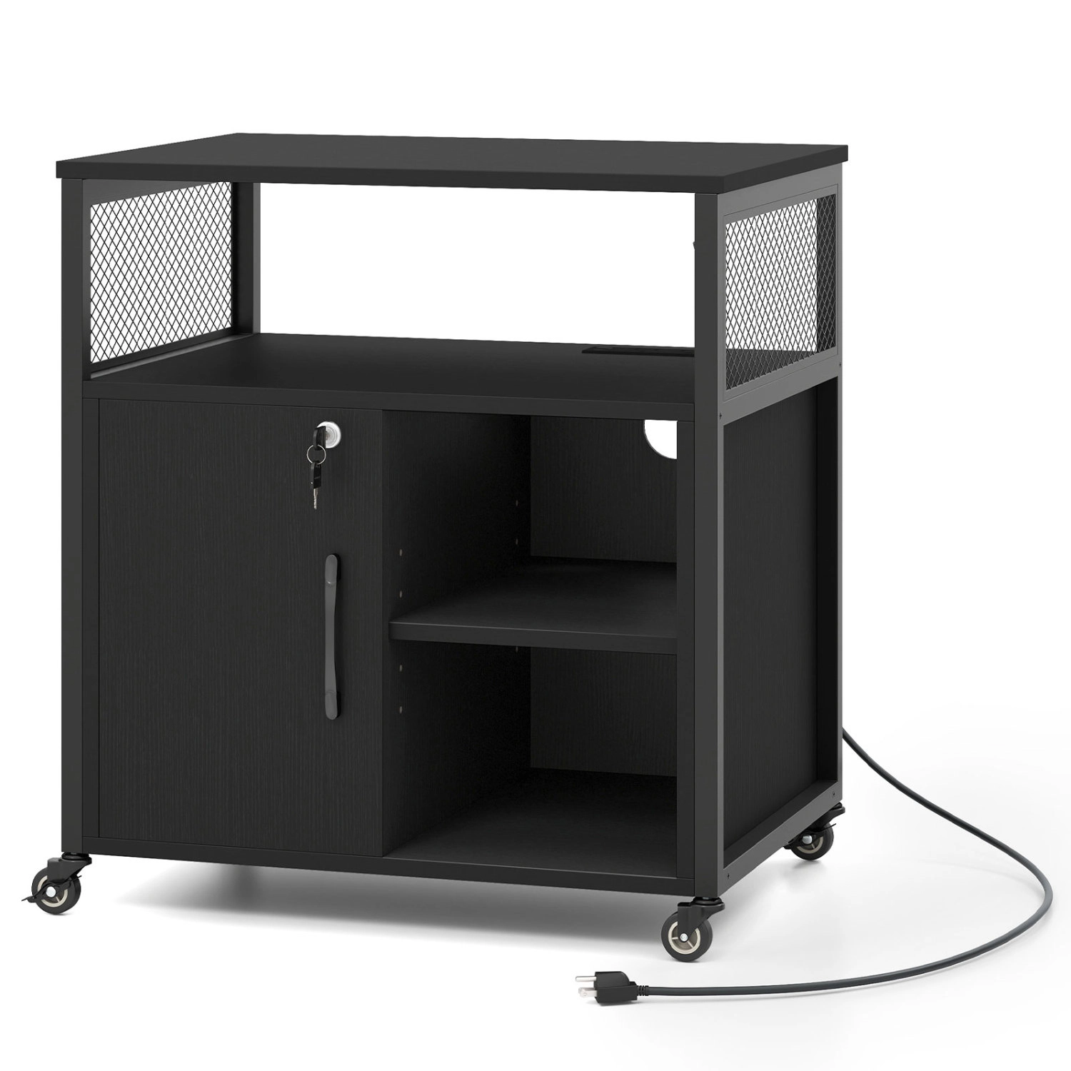 Hivvago Rolling File Cabinet with Charging Station