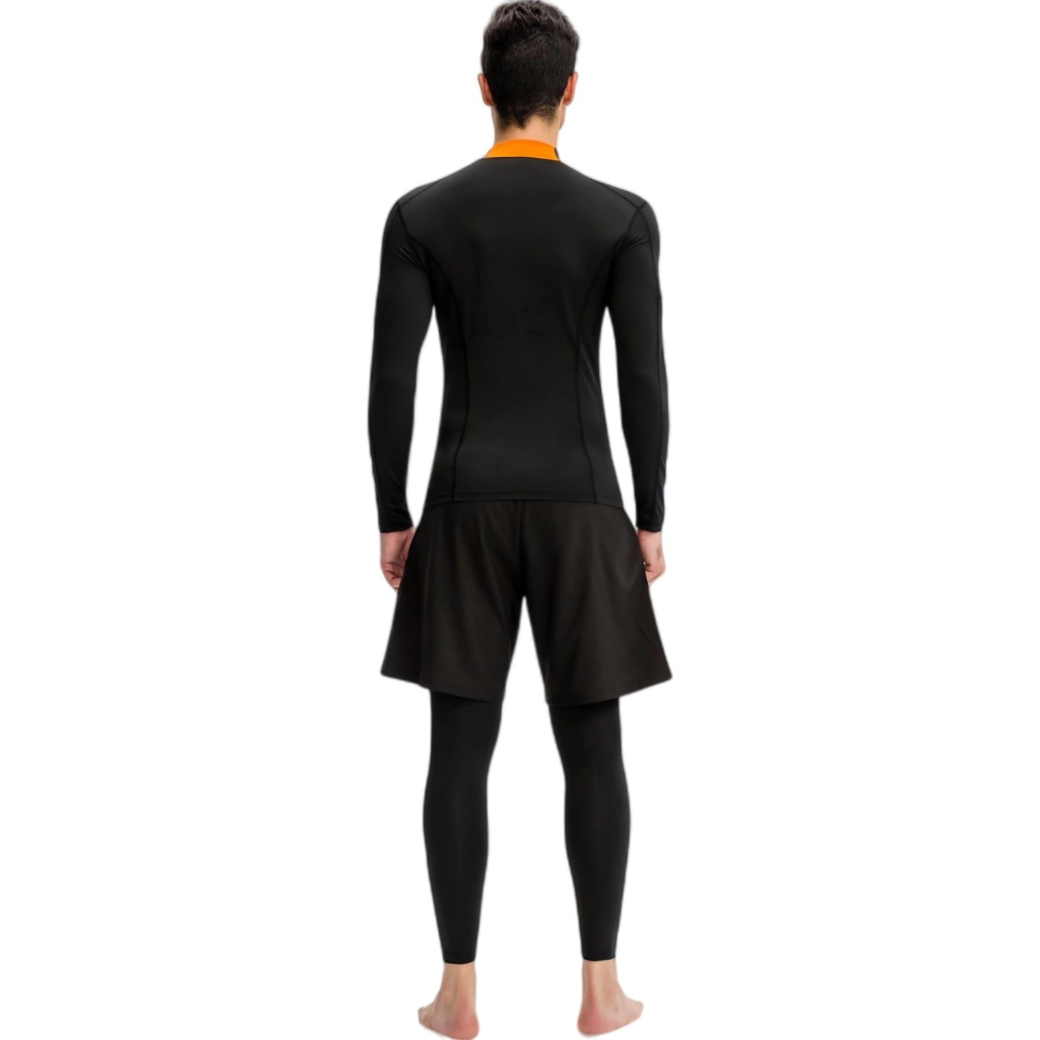 Anna-Kaci Men's Long Sleeve Compression Shirt with Contrast Stitching and Athletic Fit