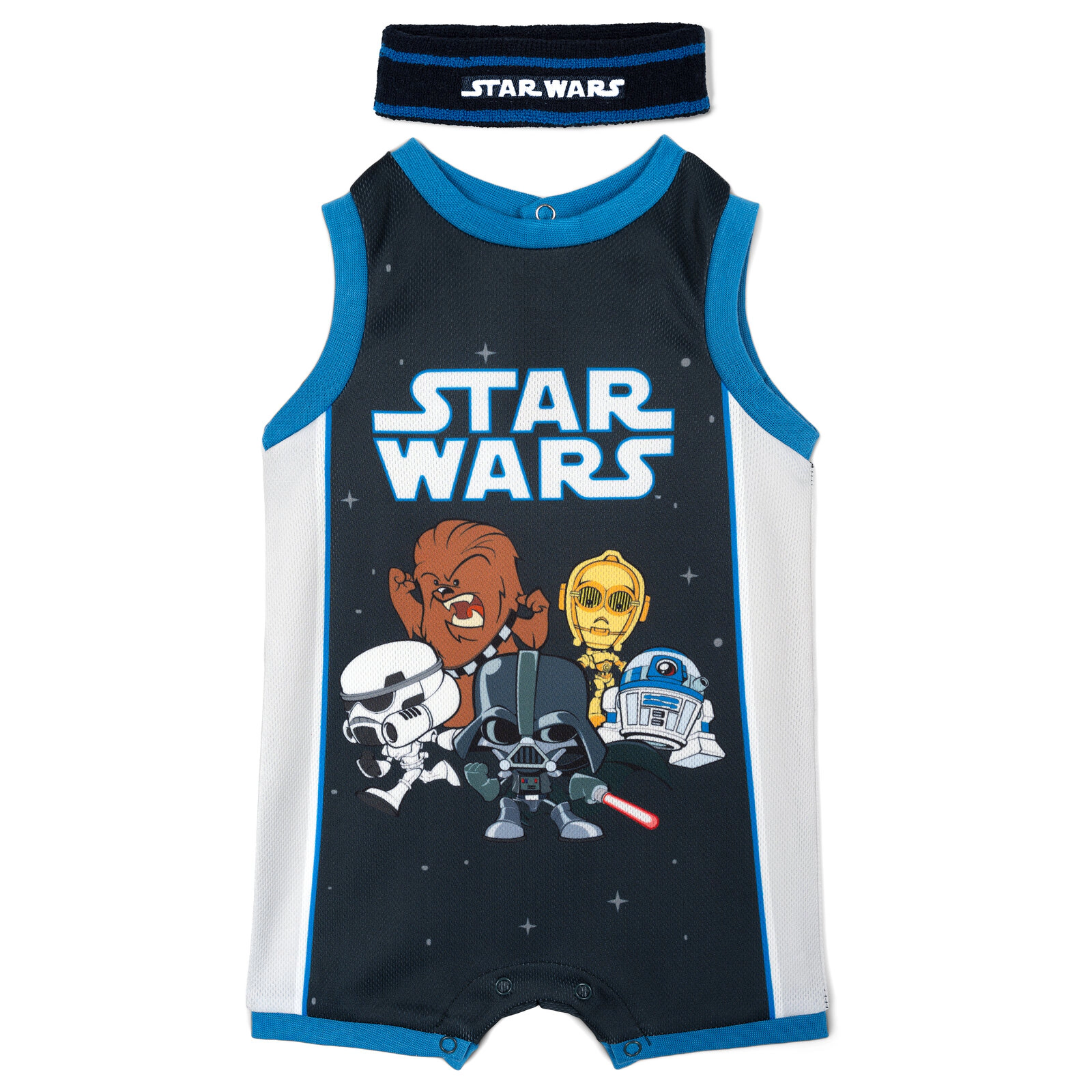 Star Wars Baby Boys' Athletic Sleeveless Romper and Sweatband Set
