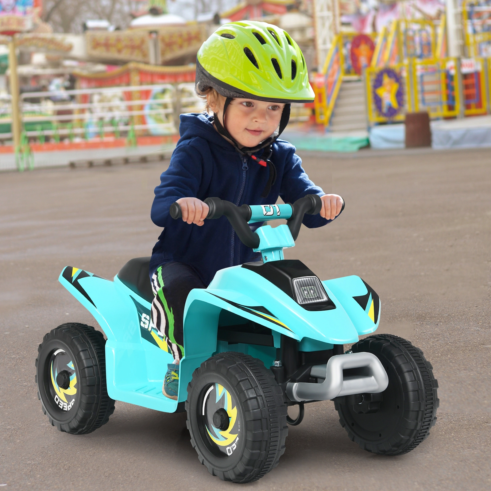 SUGIFT Blue Forward and Reverse 6V Kids Electric ATV 4-Wheel Ride-On Quad