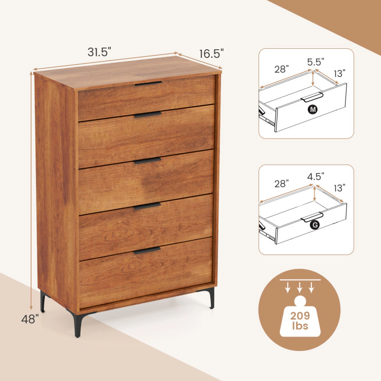 Hivvago Multi-Functional 5-Drawer Chest for Home Organization