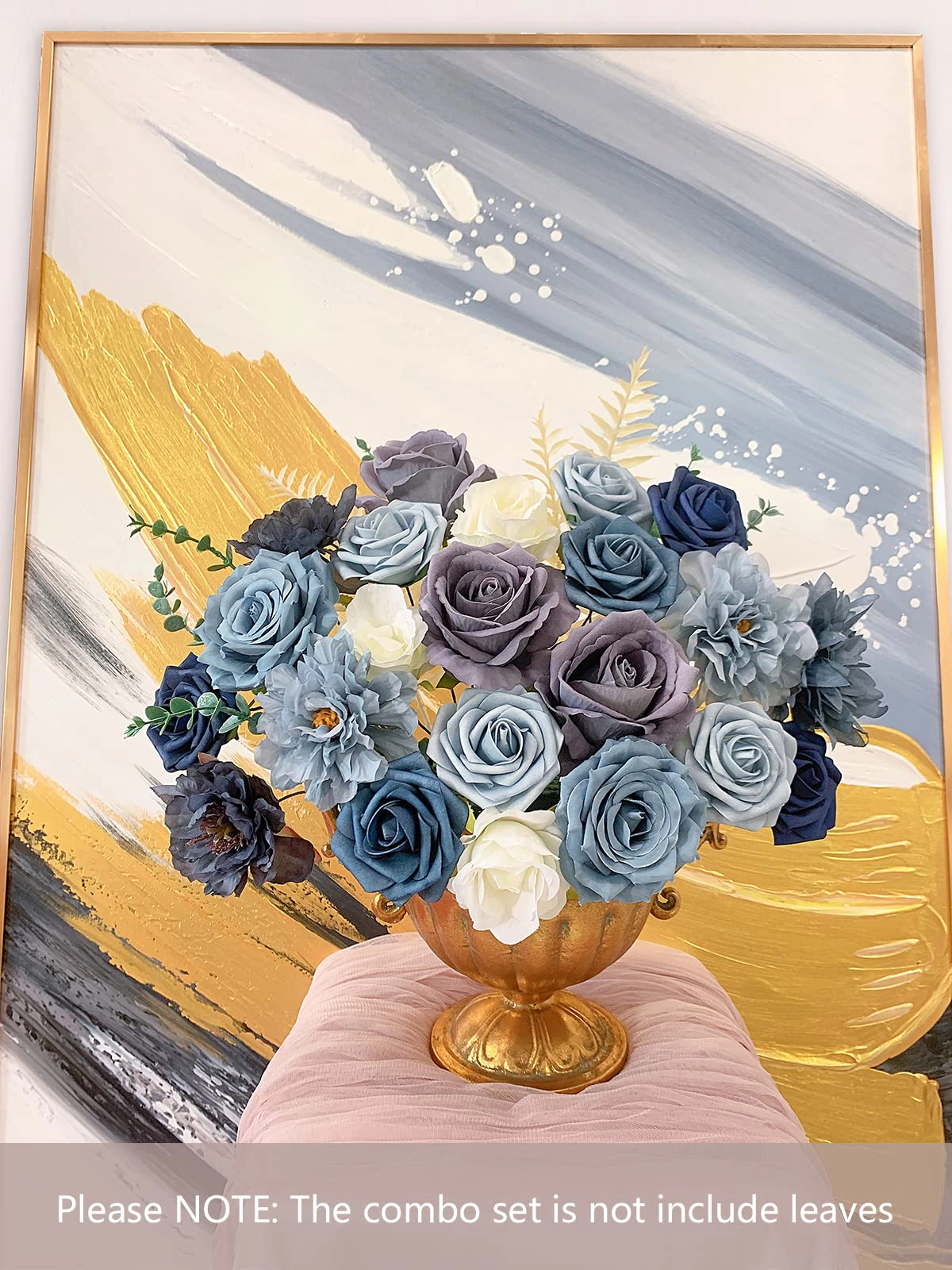 PUPWE Roses Artificial Flowers Dusty Blue Bouquet Flower With Stem