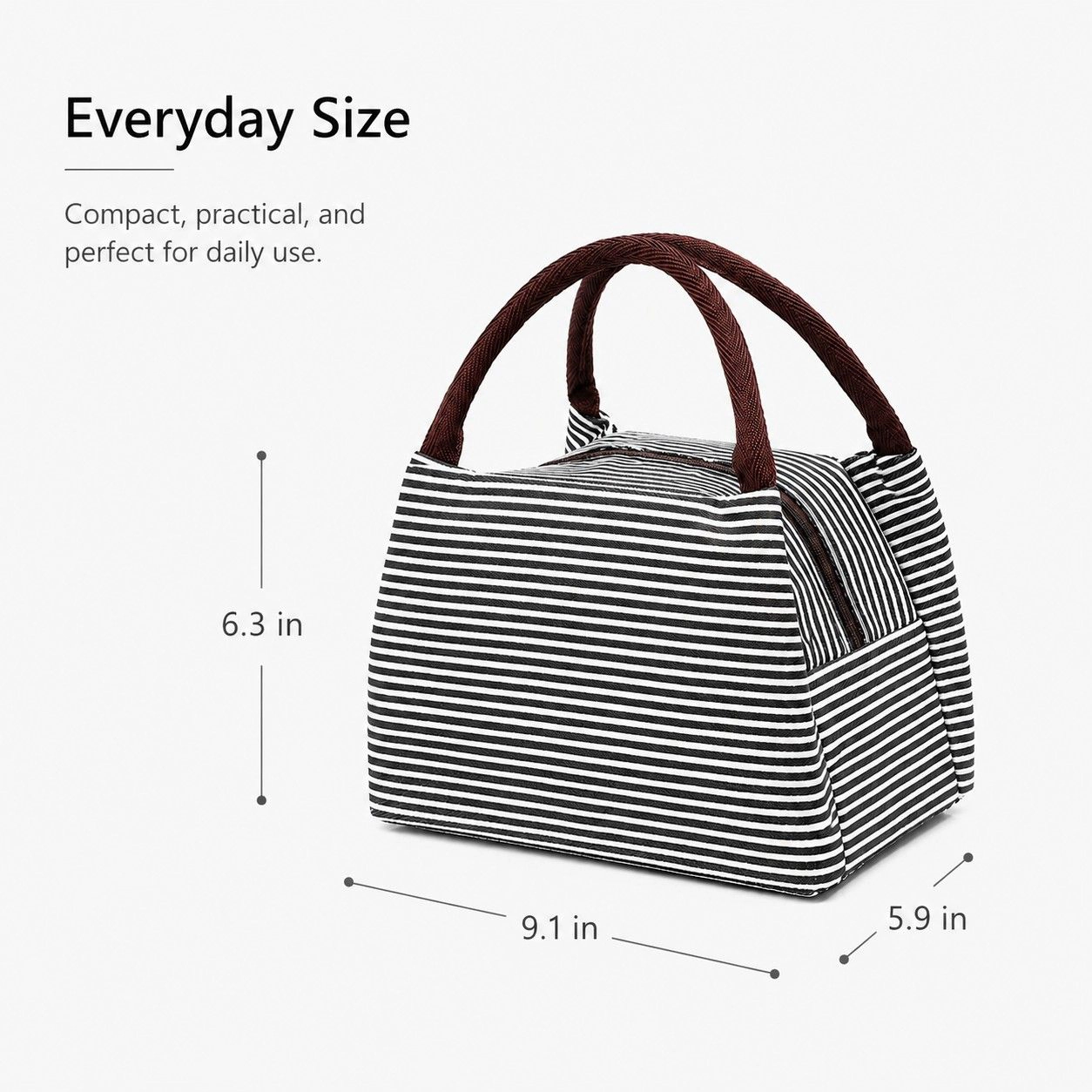 Alilang Women's Insulated Striped Lunch Bag Reusable Soft Cooler Tote for Work School Picnic, BLue Stripe