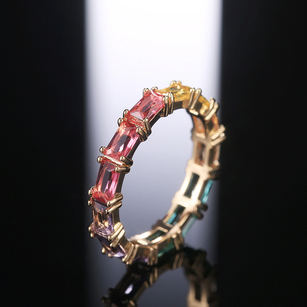 Eternity Band Ring Multicolour Synthetic Gemstone