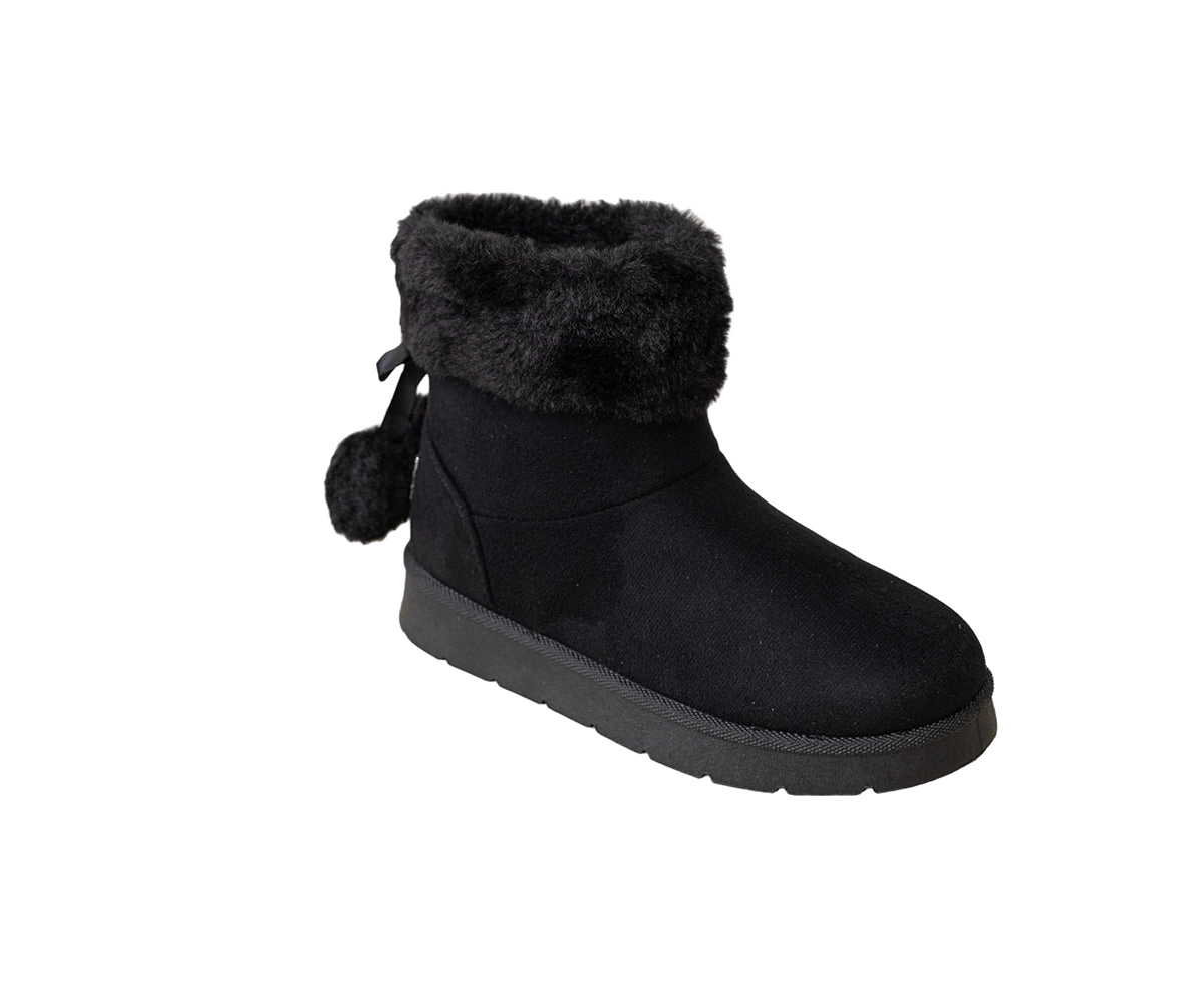 Bebe Girl's Cozy Boot with Bow and Pom Details