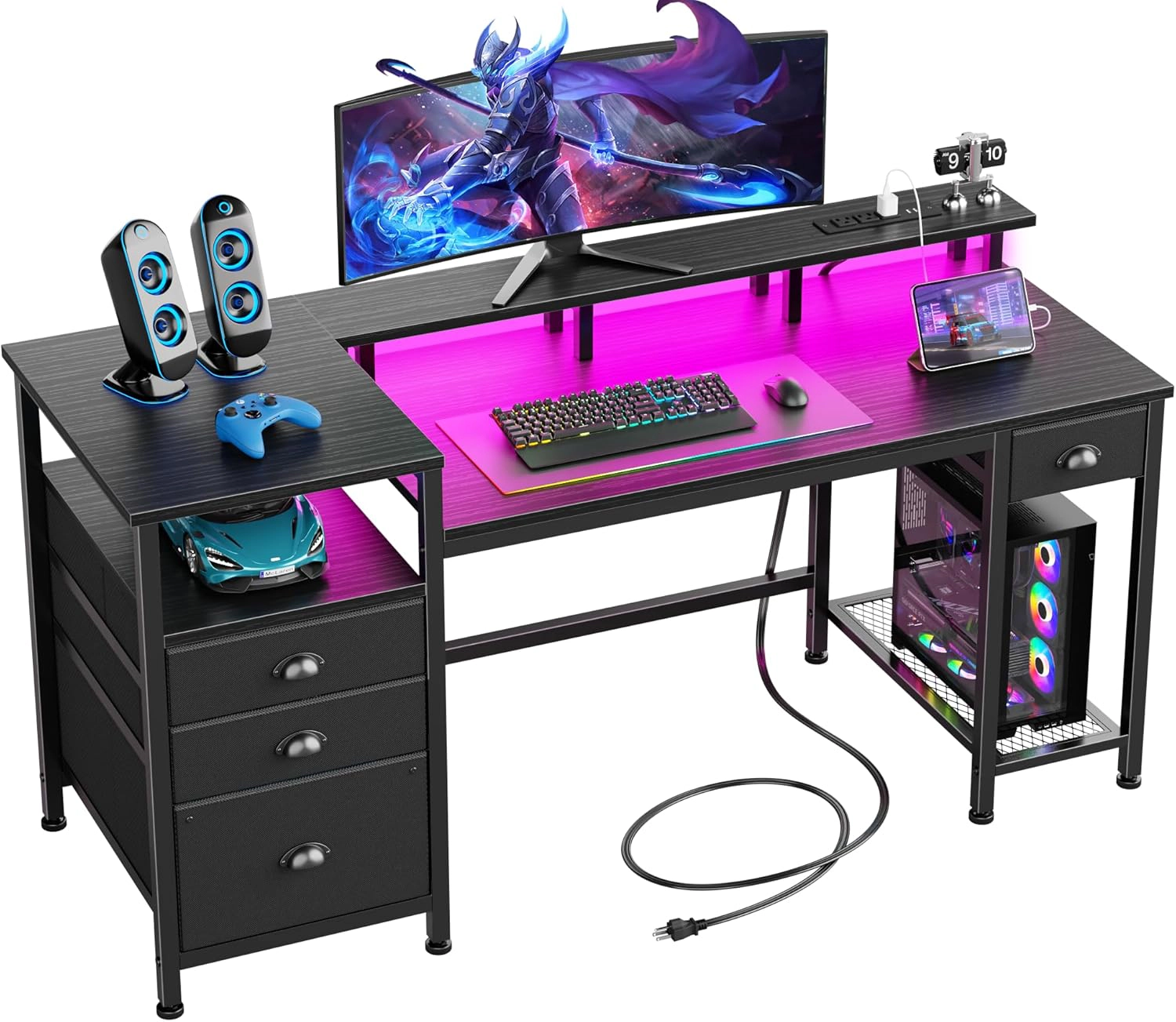 WZK Black Computer Desk for Bedroom